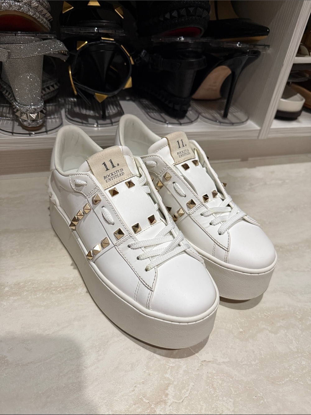 Valentino Garavani White Rockstud Platform Sneakers
